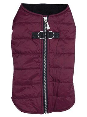 Doggie Design Zip-up Dog Puffer Vest - Burgundy